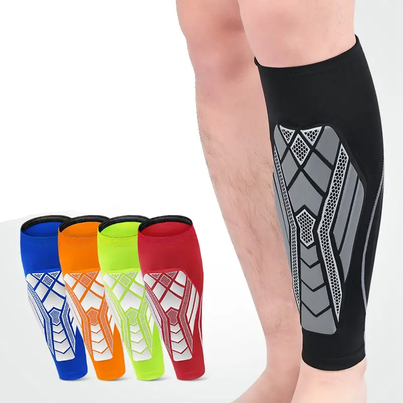 Protège-tibia élastique anti-collision pour mollet Support de compression antidérapant pour le football, le basket-ball et les jambes.