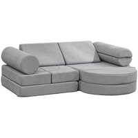 JELA Modernes Stoff-Sofa-Set mit Verstellbarer Höhe, 14-teilig, Luxuriöse Kissenrückenlehne, Quadratische Armlehnen für Kinder & Erwachsene, Hotelnutzung