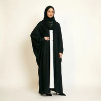 Abaya Farasha noire unie, vêtements modestes essentiels pour femmes, vêtements musulmans islamiques