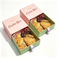 Boîte d'emballage coulissante pour biscuits, personnalisable avec logo, en carton alimentaire recyclable, pour desserts, biscuits et produits de boulangerie, avec séparateur