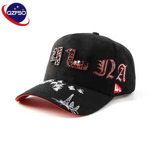 QZFSO Custom Gorras Curved Brim Rhinestone Unisex Hat Unstructured 5 Panel Sports 3d Embroidery Baseball Caps For Outdoor Daily - Product Image 1