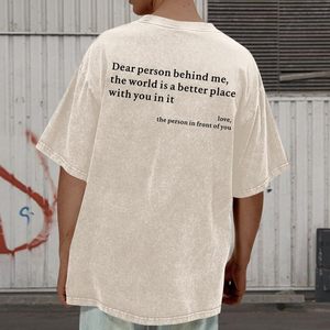 เสื้อยืดโอเวอร์ไซส์ผู้ชาย FOXA ลายกราฟิก You Are Enough สร้างแรงบันดาลใจ แขนสั้น ผ้าคอตตอนเจอร์ซีย์ 100% เป็นมิตรต่อสิ่งแวดล้อม - Product Image 3
