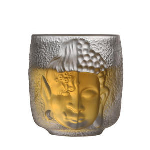 Verre à <span class=keywords><strong>liqueur</strong></span> en cristal 3D en relief, motif Bouddha du Démon Zen bouddhiste, pour saké, vin, vodka, <span class=keywords><strong>whisky</strong></span>, thé, couleur azur religieuse - Product Image 1