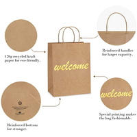 Sacs en papier Kraft à poignée de ruban de luxe, 50 pièces, emballage imprimé, fourre-tout, avec Logo