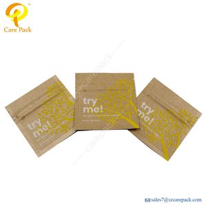 Sac en papier <span class=keywords><strong>Kraft</strong></span> biodégradable, <span class=keywords><strong>Sachet</strong></span> d'échantillon en papier d'aluminium avec Mini sacs à fermeture éclair, <span class=keywords><strong>Sachet</strong></span> d'échantillon d'huile de crème cosmétique - Product Image 2