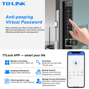 กุญแจล็อคประตูกระจกบานเลื่อนแบบดิจิตอล IP65 กันน้ำ รองรับ Tuya Wifi และ Ttlock พร้อมระบบสแกนลาย<span class=keywords><strong>นิ้ว</strong></span>มือ - Product Image 5