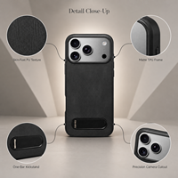 Étui de téléphone personnalisé en cuir PU, toucher doux, support métallique pliable, coque antichoc pour iPhone séries 17 et 18