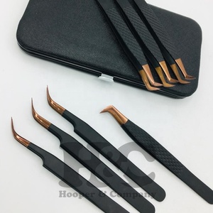 Pince à épiler d'extension de cils avec logo personnalisé outil en acier inoxydable noir vison incliné Accent or rose pince à épiler Volume écologique - Product Image 4