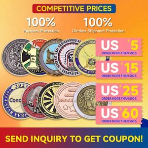 Monedas Masónicas Personalizadas de Aleación de Zinc Chapadas en Oro con Esmalte Suave 3D, Diseño Gratuito, 28mm, Fabricadas por Factory Maker Lions Club - Product Image 2