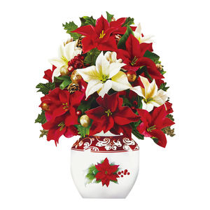 ورق تزيين أعياد الميلاد 3D <span class=keywords><strong>Poinsettia</strong></span> بطاقة تحية ثلاثية الأبعاد مع بطاقة ملاحظة ومظروف - Product Image 1