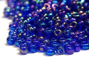 Perles de verre rondes bleues brillantes, perles en cristal lampwork faites à la main pour la fabrication élégante de bijoux, boucles d'oreilles, bracelets, colliers, en vrac - Product Image 1