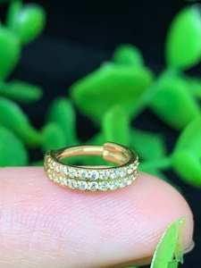 Anneau de nez pour enfants en titane G23, anneaux à bille articulés, 2 rangées de zircon pavé, <span class=keywords><strong>piercing</strong></span> latéral sans couture, cartilage, <span class=keywords><strong>tragus</strong></span>, hélix - Product Image 3