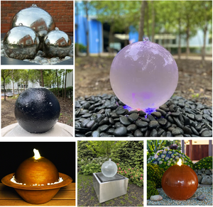 Decoración de jardín al aire libre fuente de agua personalizada globo bola hueca fuentes de esfera de acrílico transparente con luz Led - Product Image 4