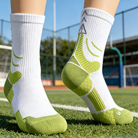 Chaussettes de sport professionnelles unisexe, style plume, pour tennis et cyclisme, avec fil réfléchissant, absorbantes, imprimées marathon, faible MOQ.