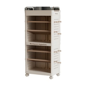 Storage Cart Multi Layer Mobile Bookshelf With <b>Wheels</b> For <b>Backpack</b> And Toy Organizer Rectangle Standing Type - Product Image 5