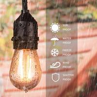 Guirlandes lumineuses d'extérieur, guirlandes lumineuses de Patio à 14 LED de 48 pieds avec 15 ampoules, lampes suspendues connectables résistantes aux intempéries de qualité UL