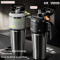 Grand gobelet isotherme 1000 ml avec couvercle à ouverture rapide, bouteille d'eau en acier inoxydable pour porte-gobelet de voiture/bureau, 12h pour boissons chaudes ou froides