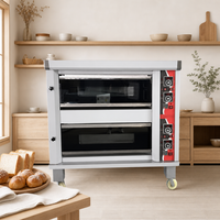Oven Komersial Rui Tai 2 Dek 4 Loyang untuk Toko Roti, Kontrol Digital Stainless Steel, Bodi Tahan Lama, Pembuatan Roti di Toko Roti