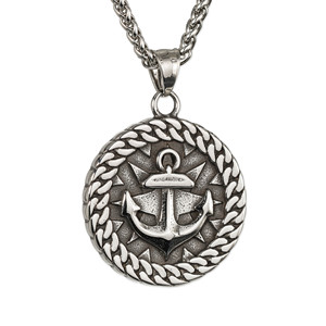 Collar Punk con Colgante de Acero Inoxidable con Textura de Cuerda de Ancla para Hombre, Joyería de Regalo yadnique - Product Image 1