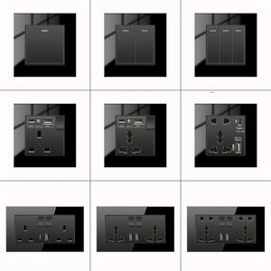 Reino Unido UE estándar placa en blanco Fause cubierta interruptores de pared eléctricos enchufes 220V interruptor de marco de vidrio templado - Product Image 4