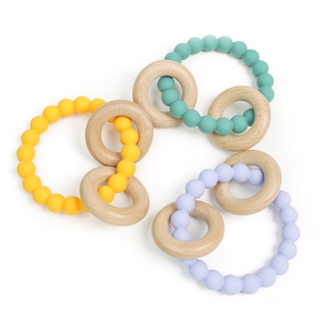Puede ser un logotipo personalizado bebé lactancia orgánica bebé Collar Cuentas de silicona dentición madera sonajeros juguetes bebé mordedor - Product Image 4
