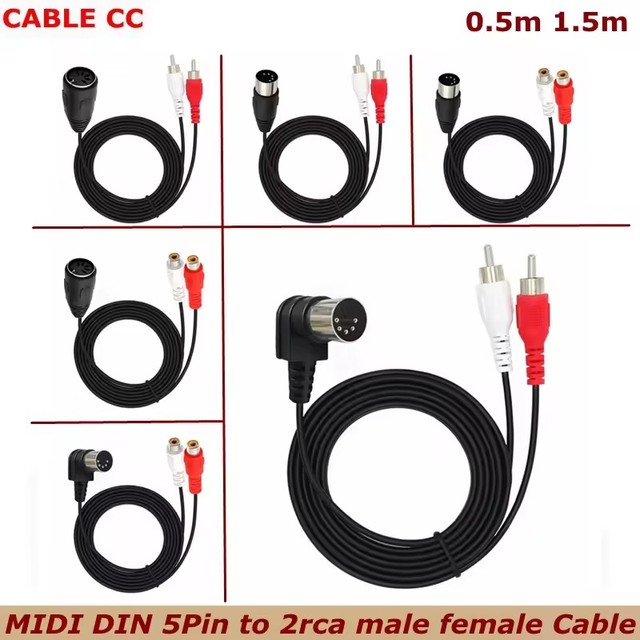 1.5m MIDI 5 Pin Din To 2 RCA Male to female Plug AMP Professional Grade Audio Cable For Bang & Olufsen Naim Quad Stereo Systems