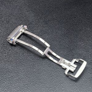 Vente directe d'usine de luxe 18mm argent poli en acier inoxydable brossé fermoir pliant pour bracelet en cuir en caoutchouc <span class=keywords><strong>boucle</strong></span> de bracelet de <span class=keywords><strong>montre</strong></span> - Product Image 2
