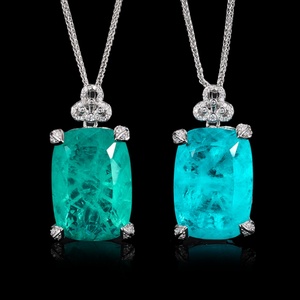 High Quality Eco-friendly Copper Silver Plated Jewelry Elegant 20*<b>28mm</b> Large Stone Imitation Emerald Pendant Necklace for Women - Product Image 2