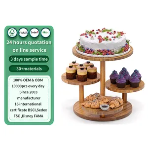 Supporto per torretta per Cupcake rotondo a 4 livelli per 50 Cupcakes alzata per torta in legno con vassoio a più livelli Decor vassoio a strati per fattoria