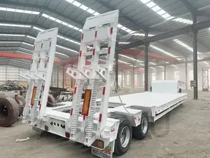 Zwaar Laag Bed Boy Deck Flatbed Container Gooseneck Graafmachine Transport Oplegger Trucks 100ton Laai Truck Trailers