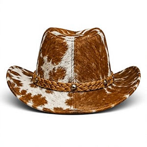Custom Genuine Hair-On Cowhide Leather Cowboy <b>Hat</b> | <b>Western</b> Ranch <b>Hat</b> | Handmade Leather | Outdoor Four Seasons Use | OEM/ODM - Product Image 3