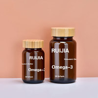 Bouteille vide en verre à large ouverture, brun foncé ambré, pour pilules, capsules, comprimés et poudres de soins de santé
