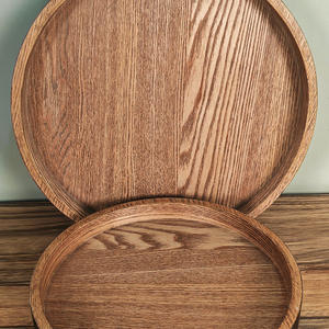 Élégant grand plateau artisanal en bois de teck de forme ronde en acacia avec poignée en métal pour SPA fruits secs cuisine café - Product Image 3