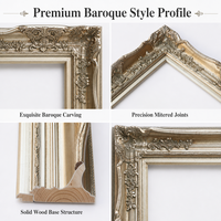 Cadre en bois orné de style baroque, 24x36 pouces, largeur intérieure 14 cm, épaisseur 7 cm, cadre photo argenté antique pour peinture à l'huile, galerie
