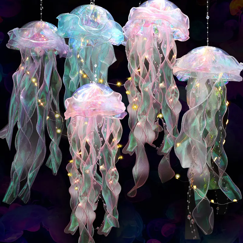 Nicreative yaratıcı parlayan denizanası fenerler Diy itme gece pazarı fener kız odası asılı süslemeleri aydınlık denizanası fener