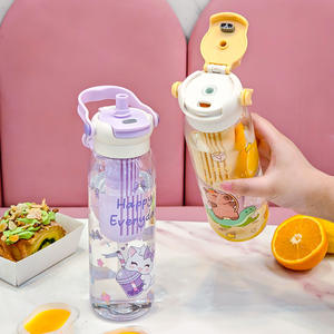 Bouteille d'<span class=keywords><strong>eau</strong></span> en plastique réutilisable de 780 ml grande capacité pour enfants, sans BPA, avec paille/infuseur, motif personnage de dessin animé - Product Image 3