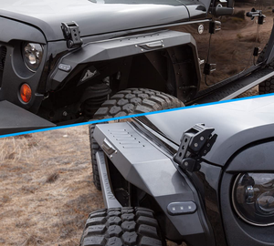 Ailes avant en acier texturé pour Jeep Wrangler JK JKU 2/4 portes 2007-2018, 4 pièces, élargisseurs robustes avec lumières LED - Product Image 3