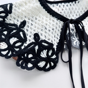 xqd <span class=keywords><strong>Faux</strong></span> <span class=keywords><strong>col</strong></span> brodé <span class=keywords><strong>au</strong></span> <span class=keywords><strong>crochet</strong></span> en fil de laine noir et blanc pour robe et pull, collection automne, best-seller - Product Image 4