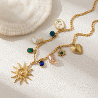 Collier en acier inoxydable avec pendentif géométrique haut de gamme en coquille de perle, plaqué or, tendance, pour femme, style européen et américain