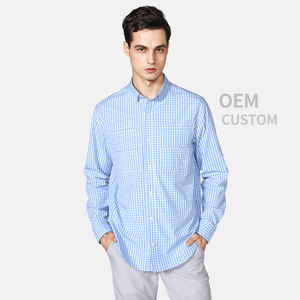 Chemise à carreaux manches longues pour hommes, en sergé uni, Style anglais, personnalisé, nouveau, 2020 - Product Image 2