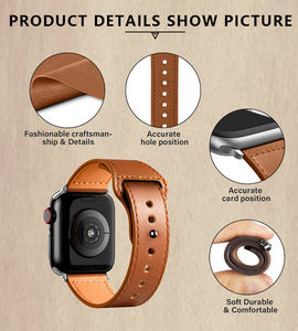 Bracelet de montre de remplacement en cuir véritable de haute qualité pour Apple iWatch Series Ultra - Product Image 4