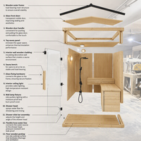 Cabine de douche hydromassante à vapeur avec verre trempé, cabine spa avec éclairage de fond et lampe de plafond pour salle de bain à domicile