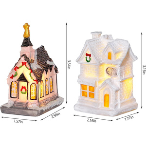 Decoración Navideña 2025, Casas Navideñas Blancas de Resina, Casa Burbuja Navideña con Luz LED, Decoración Navideña - Product Image 4