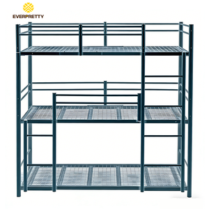 Lit superposé scolaire à trois couchages, mobilier moderne, robuste et durable, structure en métal, avec échelle, pour <span class=keywords><strong>3</strong></span> personnes, certifié CE - Product Image 4
