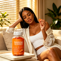 Gummies sans sucre, zéro calorie, sans stévia ajoutée, sucrées au vrai fruit, gommes de moine pour le bronzage