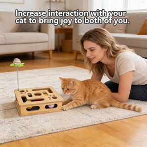 Boîte d'enrichissement interactive <span class=keywords><strong>pour</strong></span> <span class=keywords><strong>chat</strong></span>, griffoir et boîte de soin des ongles intégrée avec papier abrasif <span class=keywords><strong>pour</strong></span> affûter les griffes de votre animal tout en le faisant jouer - Product Image 6