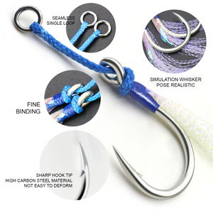 1/0 ~ 11/0高碳钢彩色羽毛亮丝绑线带环Mustad钓鱼钩带刺辅助钩滑车 - Product Image 5