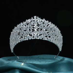Diadème de luxe argenté à profil haut, orné de cristaux marquise étincelants, pour concours de beauté, Quinceañera, Couronne de Mariage pour <span class=keywords><strong>Reines</strong></span> et Princesses - Product Image 6