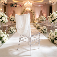 Housse de dossier de chaise en spandex froncée pour chaise Napoléon transparente en acrylique, chaise Chiavari, chaise de banquet