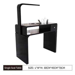 Ensemble table et chaise de manucure noire de luxe, poste de travail double pour technicien(ne) d'ongles avec éclairage LED et tiroirs de rangement pour salon de manucure et spa - Product Image 2